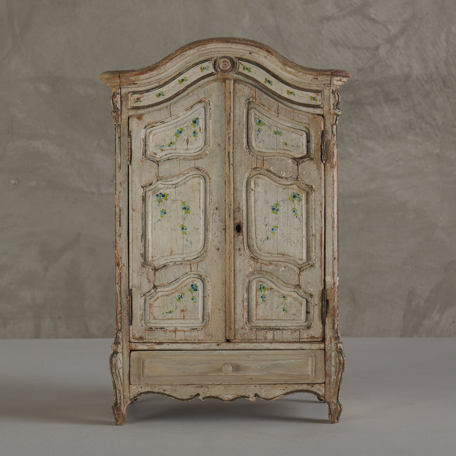 MINIATURE PAINTED FRENCH ARMOIRE, 19TH C