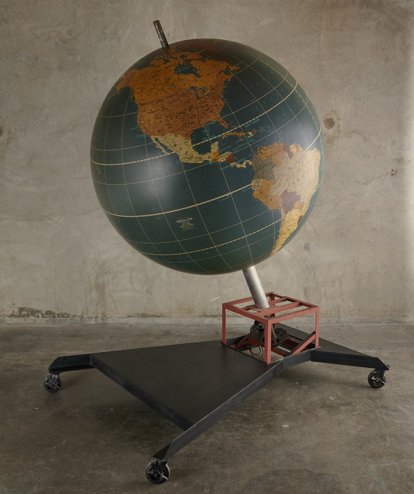 MONUMENTAL 6 FOOT DIAM. WORLD GLOBE WITH MOTOR