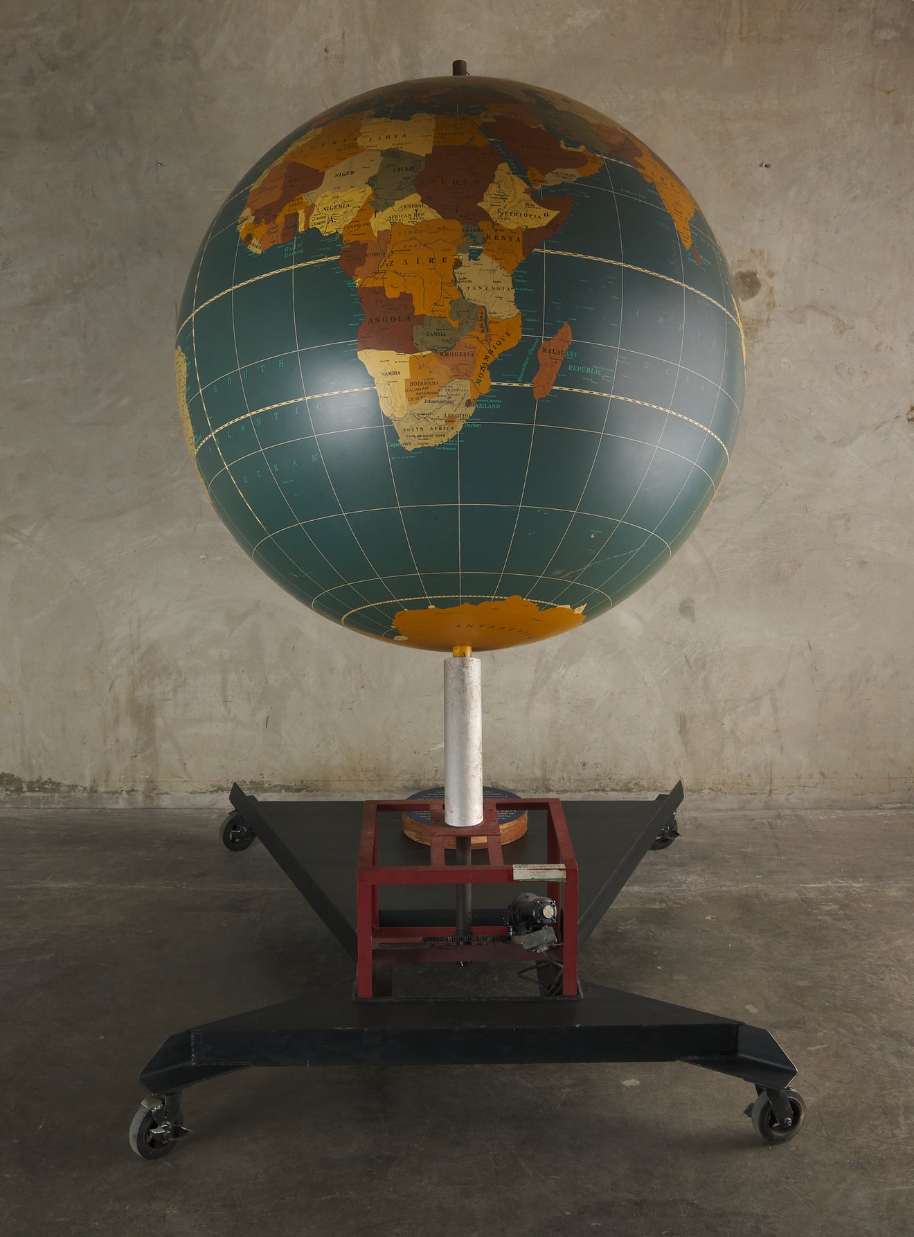 MONUMENTAL 6 FOOT DIAM. WORLD GLOBE WITH MOTOR