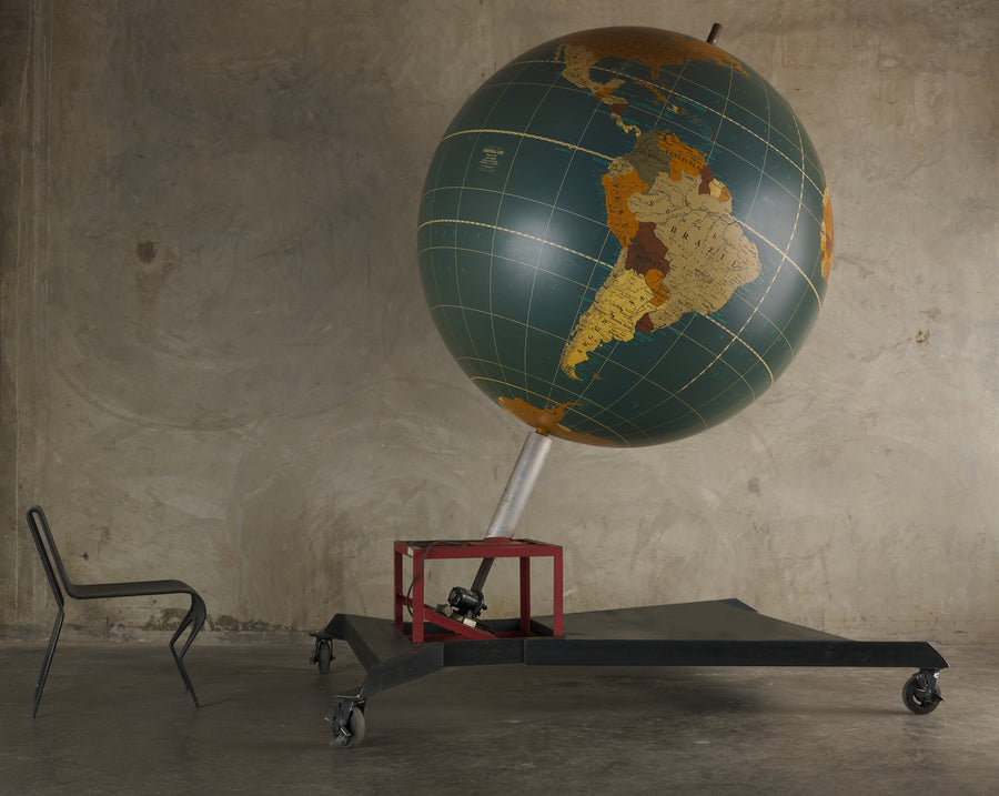 MONUMENTAL 6 FOOT DIAM. WORLD GLOBE WITH MOTOR