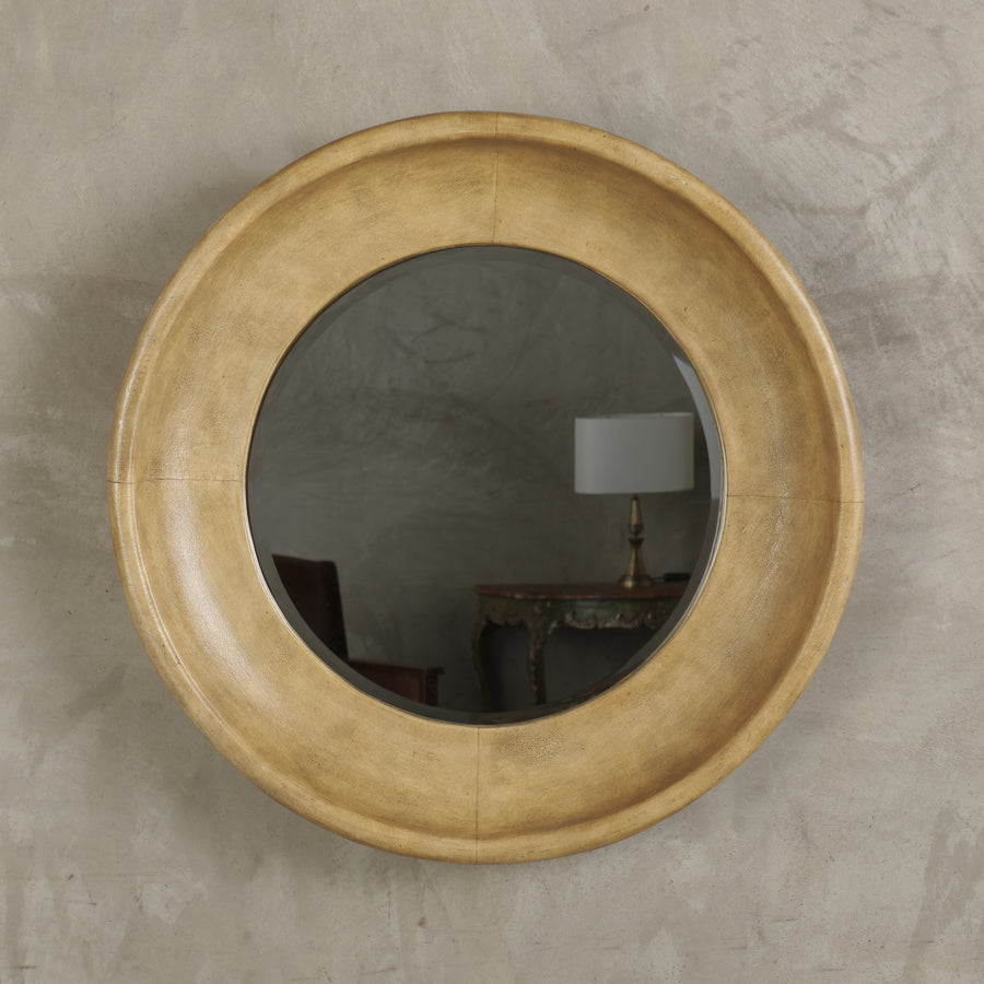 PAINTED CANVAS MIRROR, 20TH C