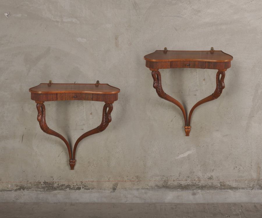 PAIR OF 1940S SWAN WALL CONSOLES