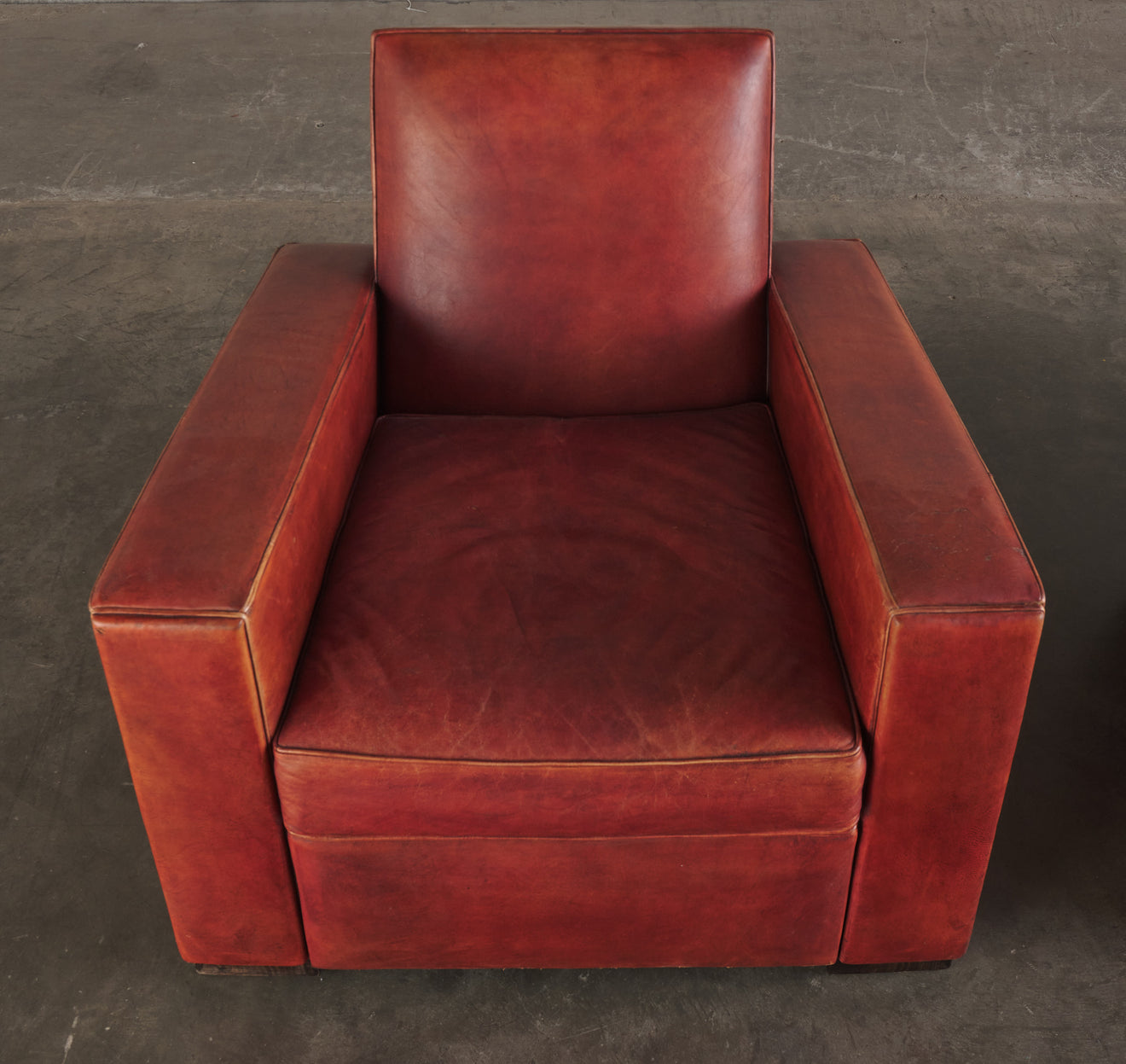 PAIR OF ADNET STYLE RED LEATHER CLUB CHAIRS, 1940