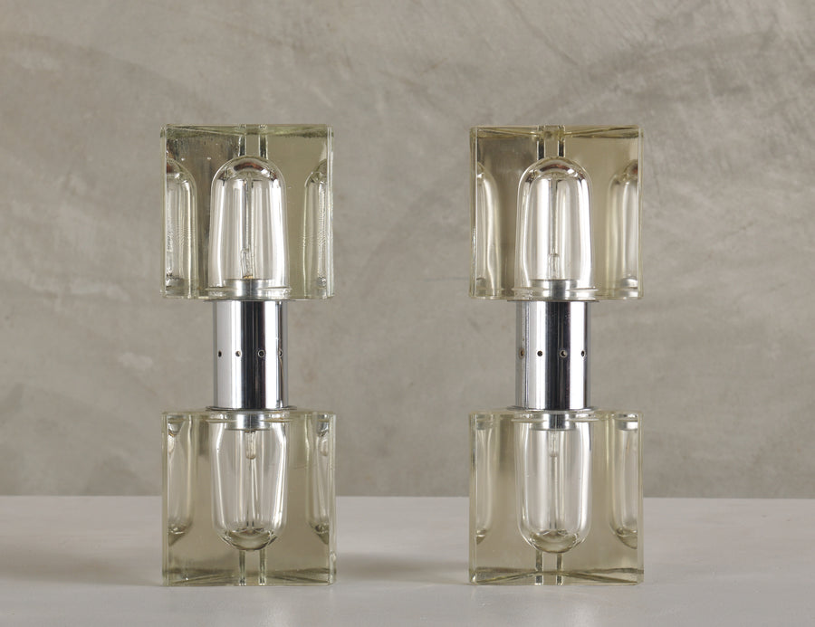 PAIR OF ALESSANDRO MENDINI DOUBLE LIGHTS, ITALY, 1970's