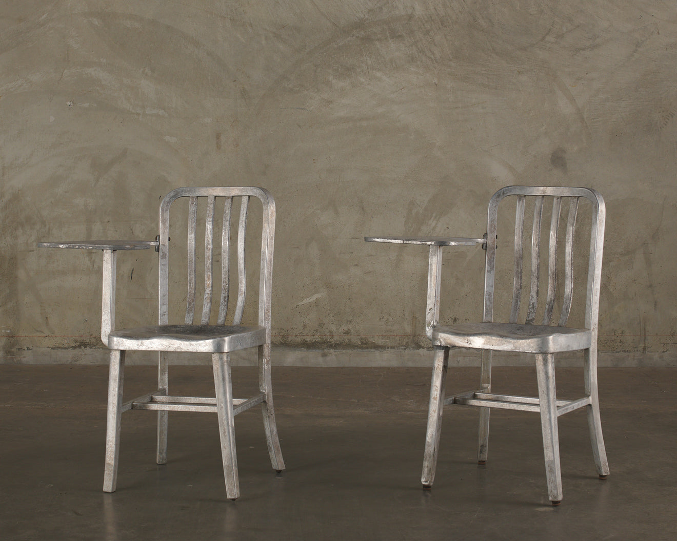 PAIR OF ALUMINUM STUDENT DESK/CHAIRS