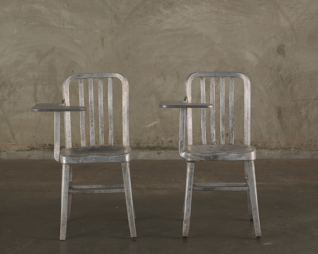 PAIR OF ALUMINUM STUDENT DESK/CHAIRS
