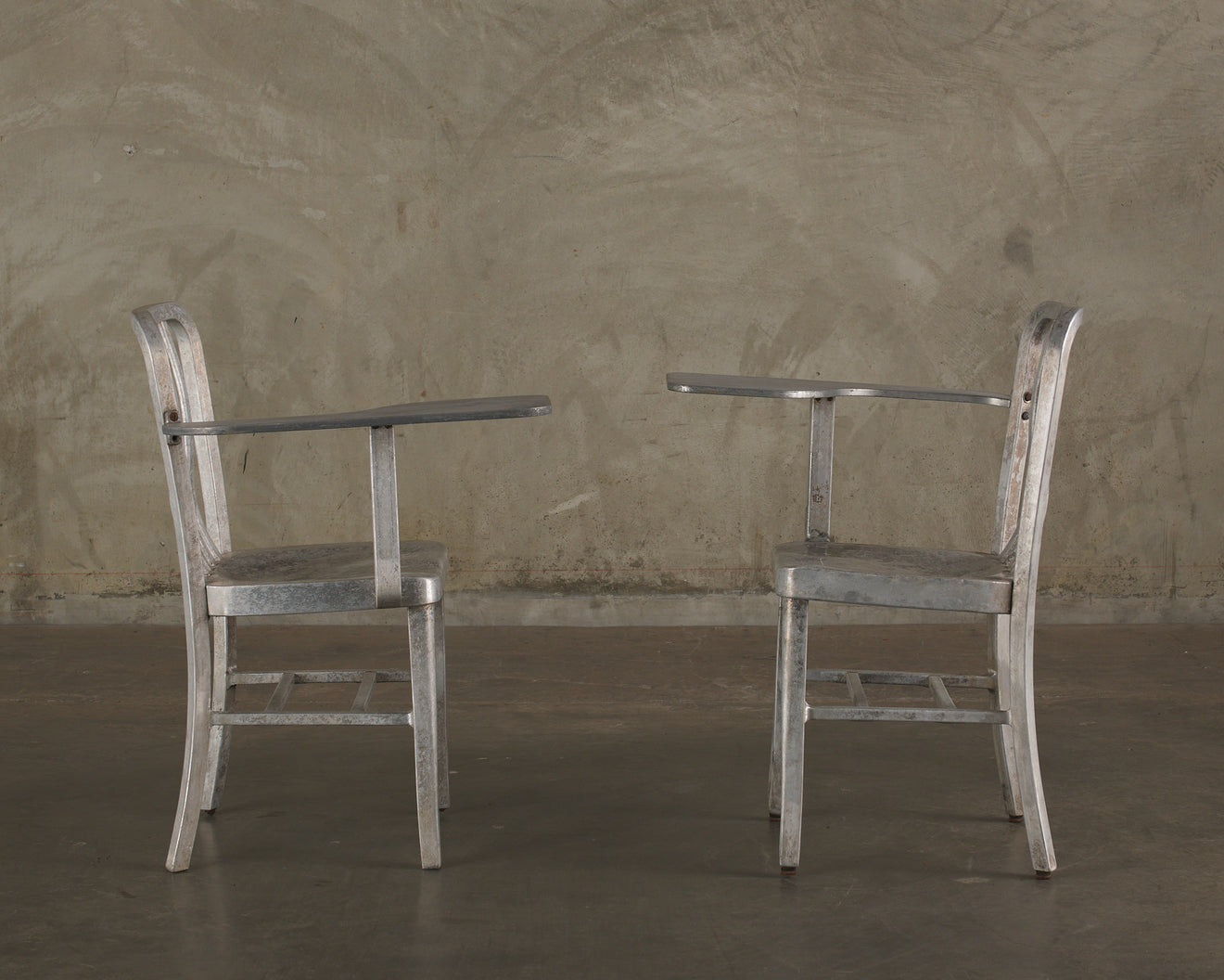 PAIR OF ALUMINUM STUDENT DESK/CHAIRS