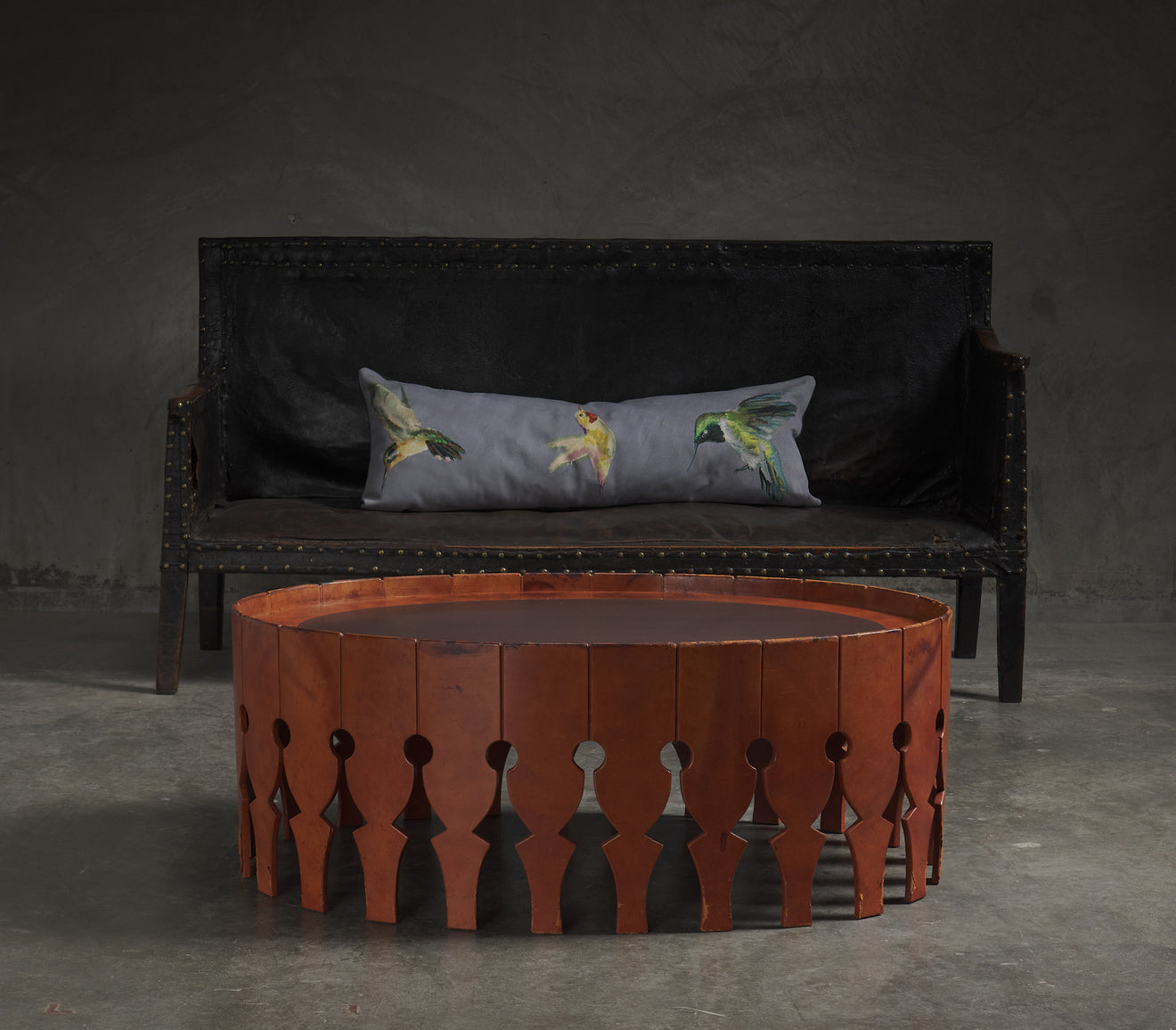 ARTURO PANI LEATHER WRAPPED AND BRASS COFFEE TABLE 1960