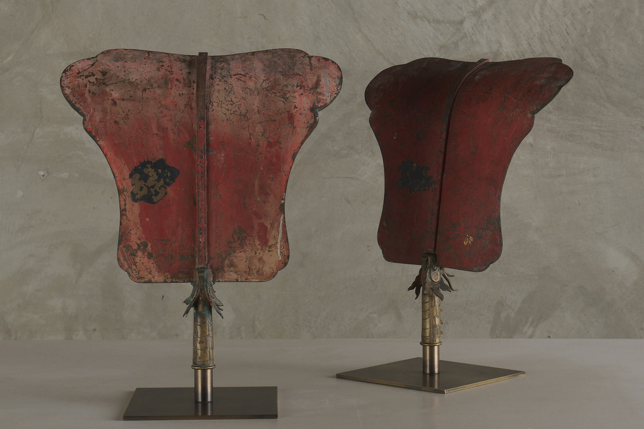 PAIR OF CHINESE DRAGON PROCESSIONAL SHIELDS, 19th C
