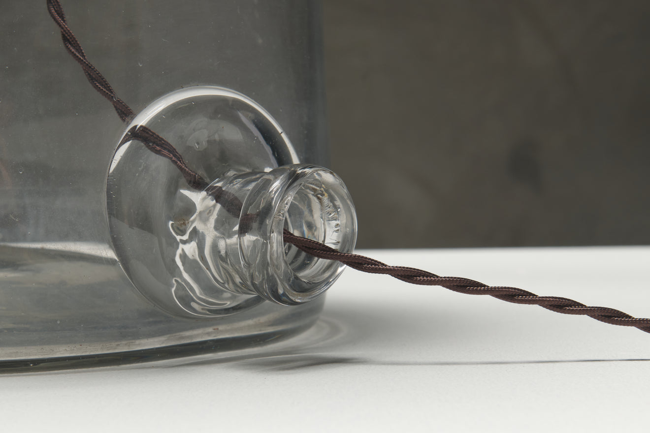 PAIR OF ENGLISH GLASS JAR TABLE LAMPS c1900