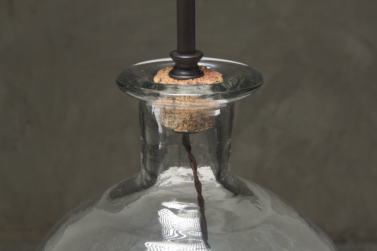 PAIR OF ENGLISH GLASS JAR TABLE LAMPS c1900