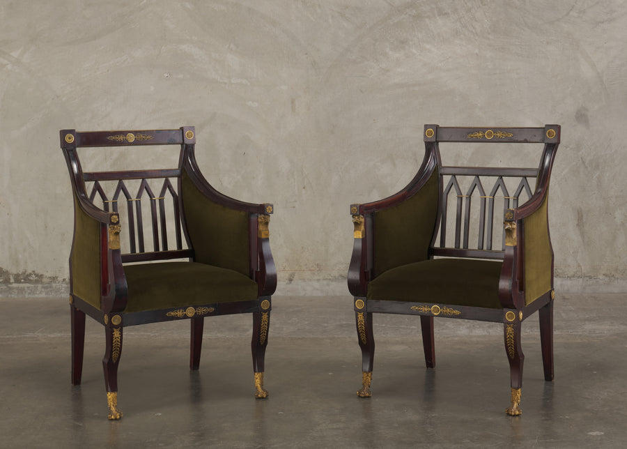PAIR OF FRENCH,19TH C,EMPIRE FAUTEUILS