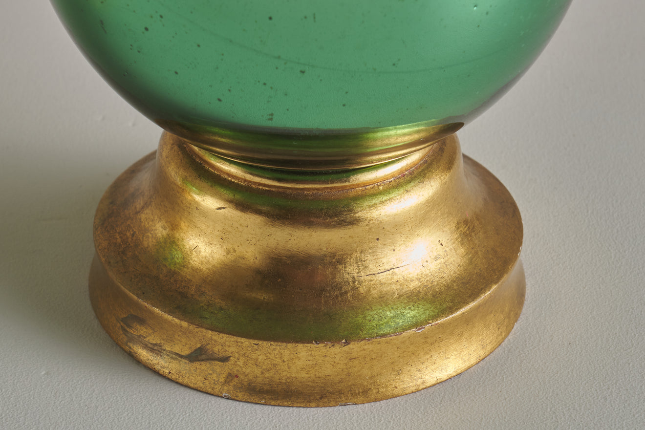 PAIR OF GREEN MERCURY GLASS LAMPS