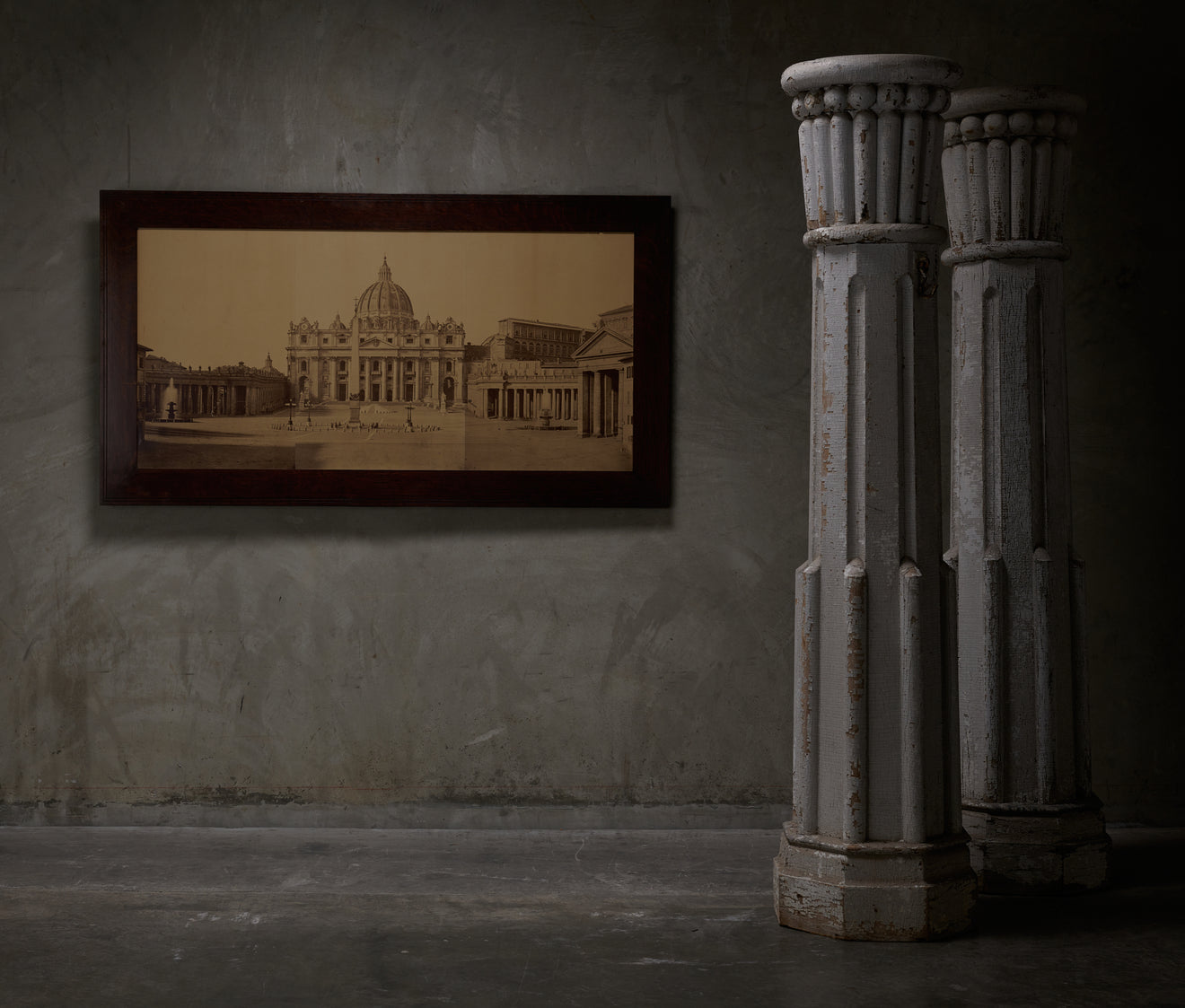 ANTIQUE MAMMOTH SEPIA PHOTOGRAPH OF THE VATICAN