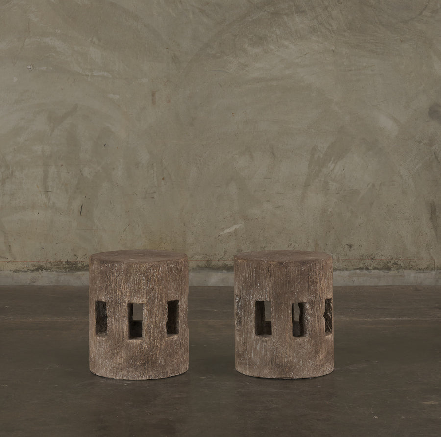 PAIR OF PERFORATED CANTERA DRUMS, SMALL