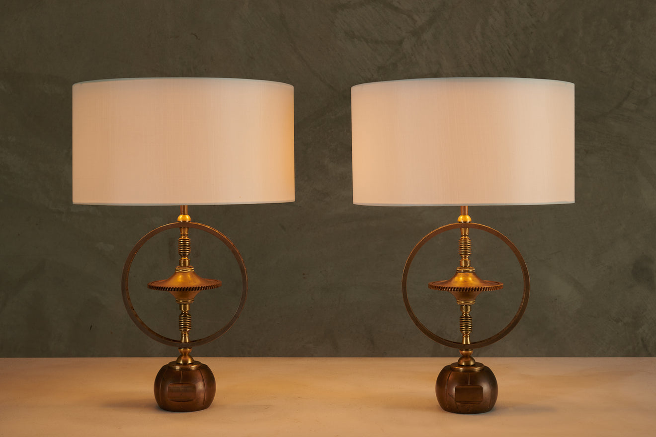 PAIR OF TOUPIE ENCAGEE LAMPS BY GIANNI VALLINO