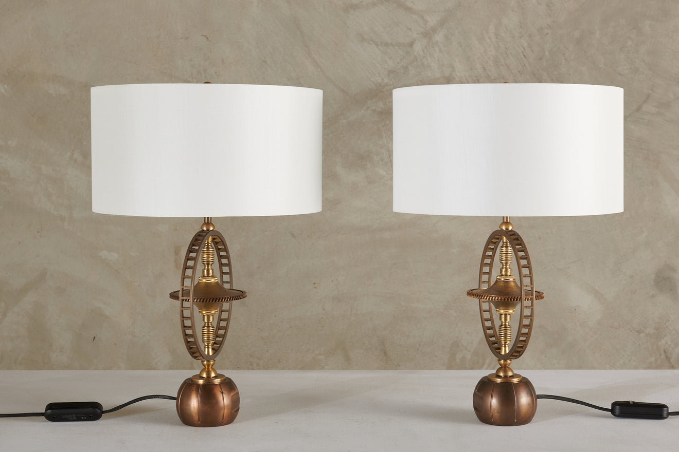 PAIR OF TOUPIE ENCAGEE LAMPS BY GIANNI VALLINO