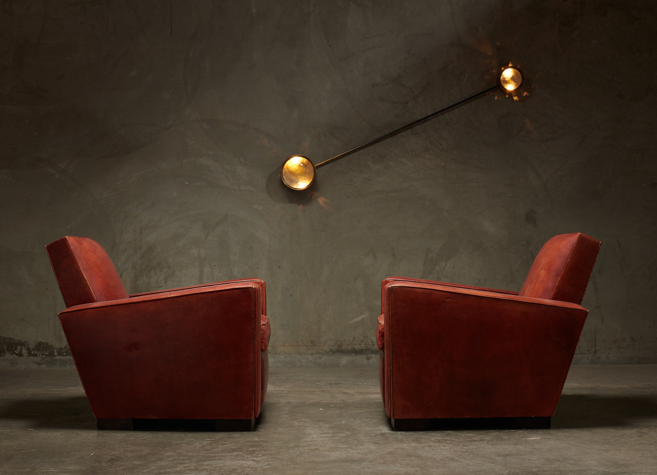 PAIR OF ADNET STYLE RED LEATHER CLUB CHAIRS, 1940