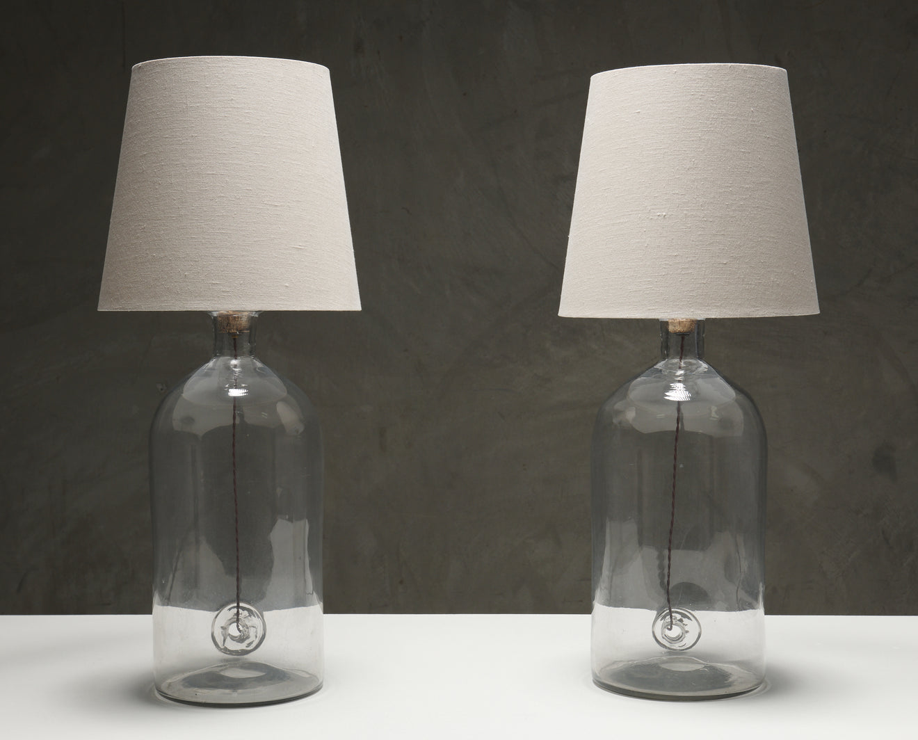 PAIR OF ENGLISH GLASS JAR TABLE LAMPS c1900
