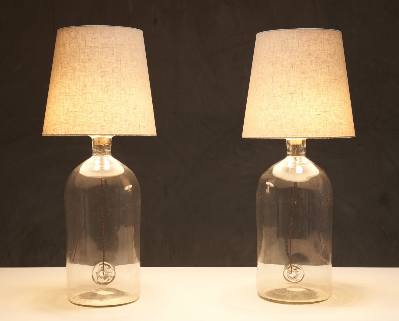 PAIR OF ENGLISH GLASS JAR TABLE LAMPS c1900