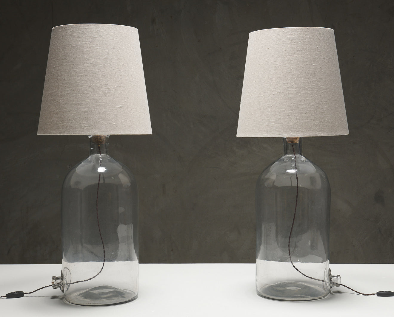 PAIR OF ENGLISH GLASS JAR TABLE LAMPS c1900