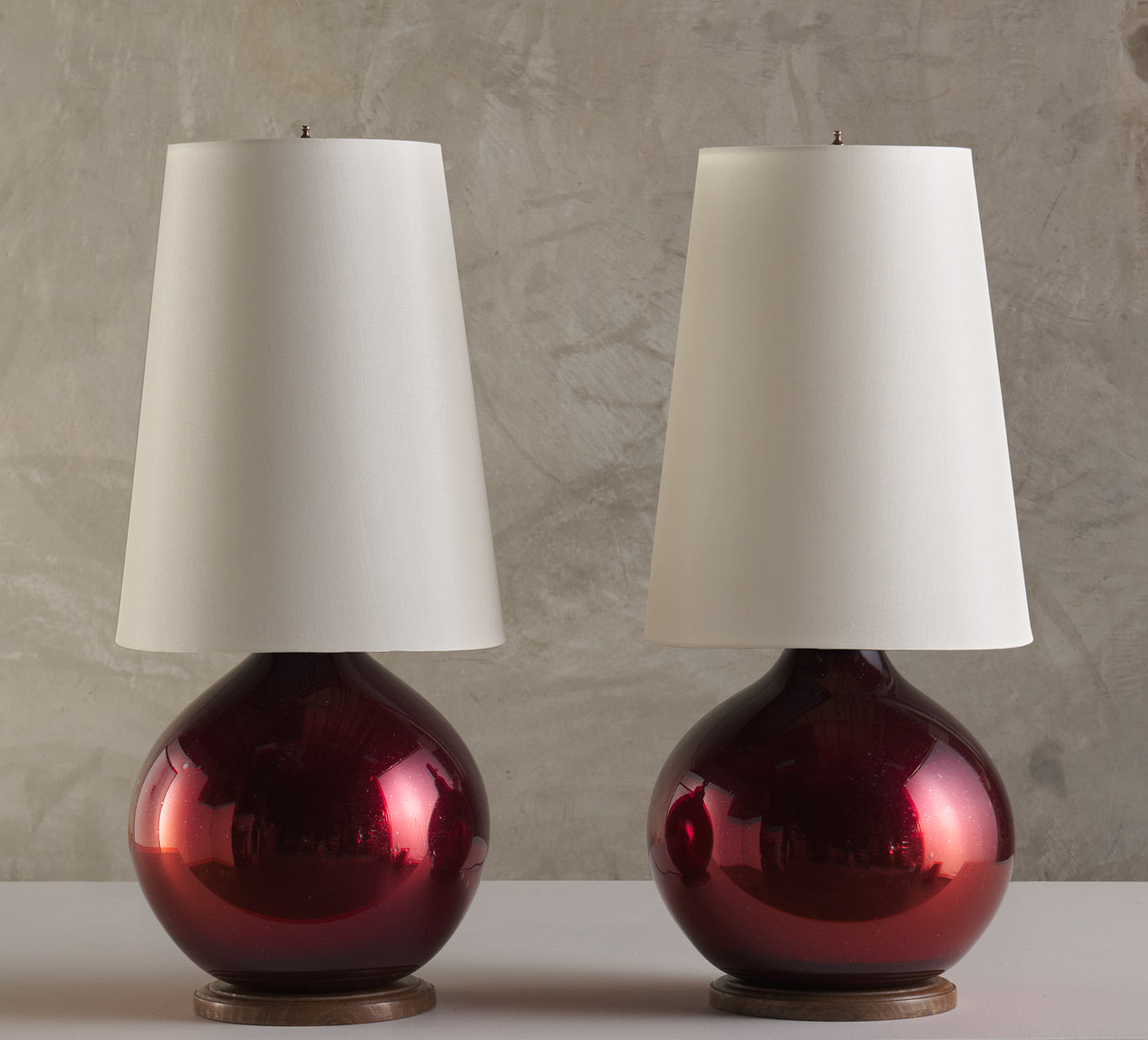 PAIR OF MAROON MERCURY LAMPS