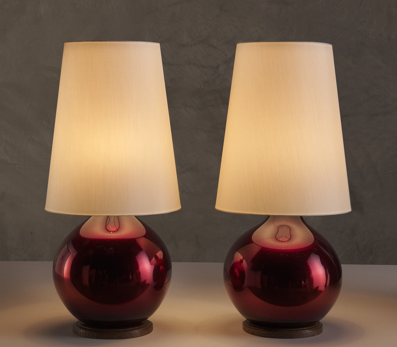 PAIR OF MAROON MERCURY LAMPS