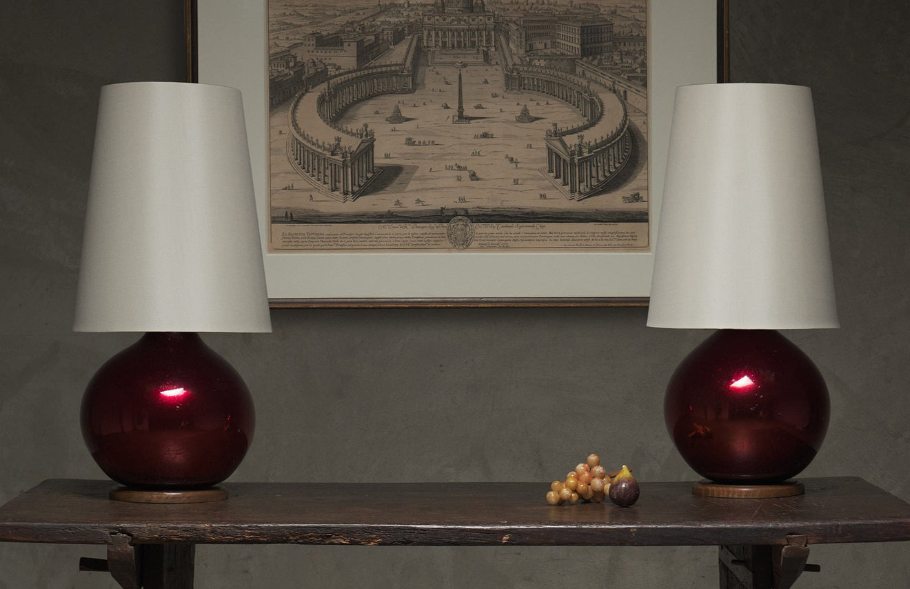 PAIR OF MAROON MERCURY LAMPS