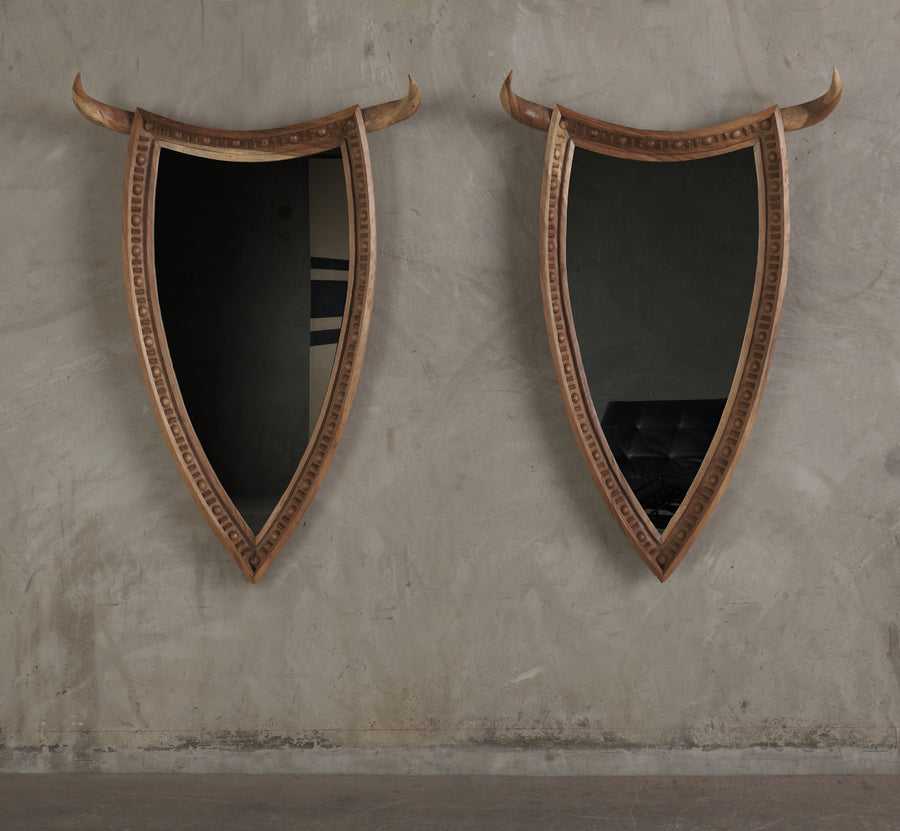 PAIR OF LARGE MINOTAUR MIRRORS BY MIKE DIAZ