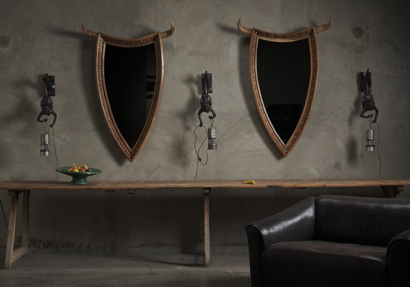 PAIR OF LARGE MINOTAUR MIRRORS BY MIKE DIAZ