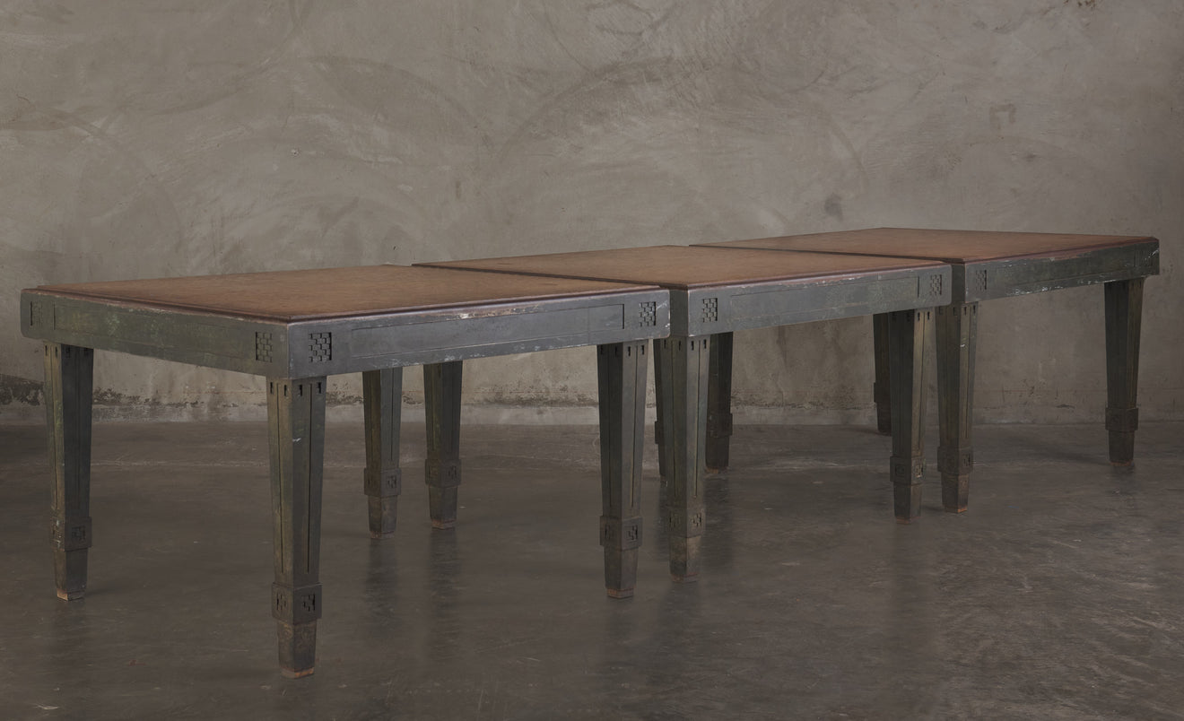 PRAIRIE SCHOOL STEEL WITH OAK TOP LIBRARY TABLE, c1906