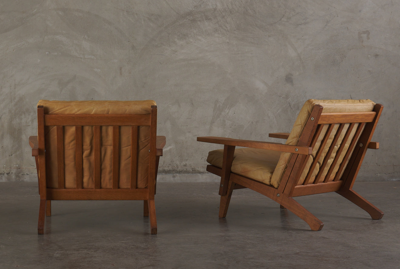 Pair of Hans J Wegner armchairs, model GE 370, Getama, Denmark, c1965