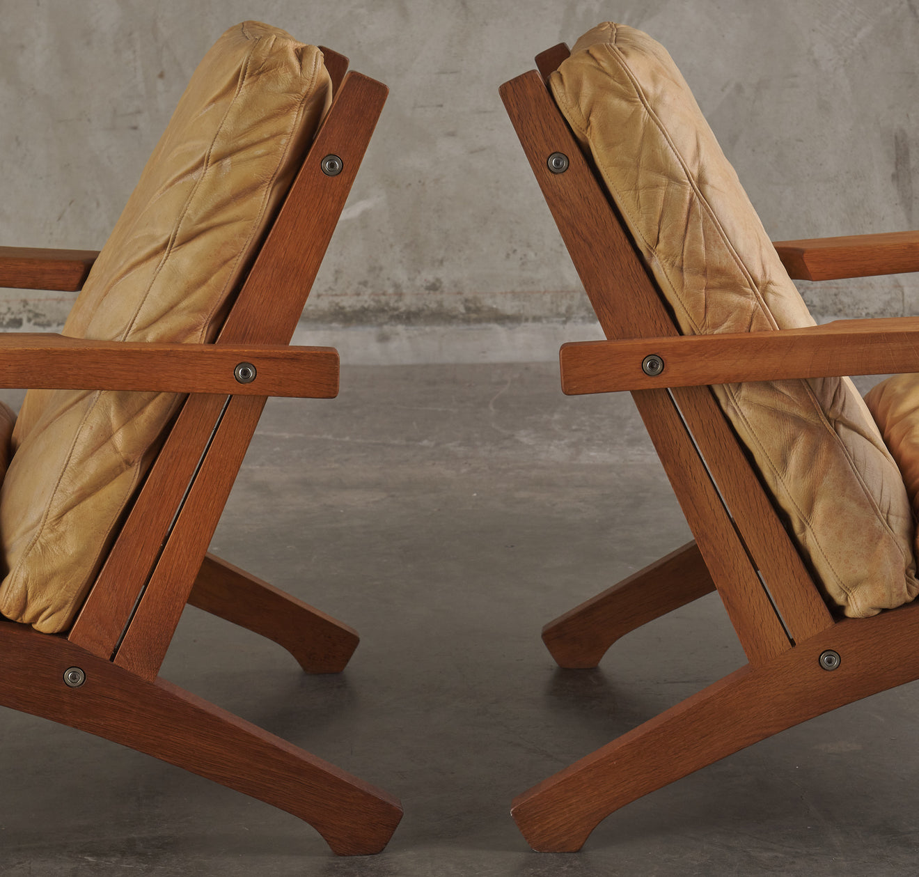 Pair of Hans J Wegner armchairs, model GE 370, Getama, Denmark, c1965