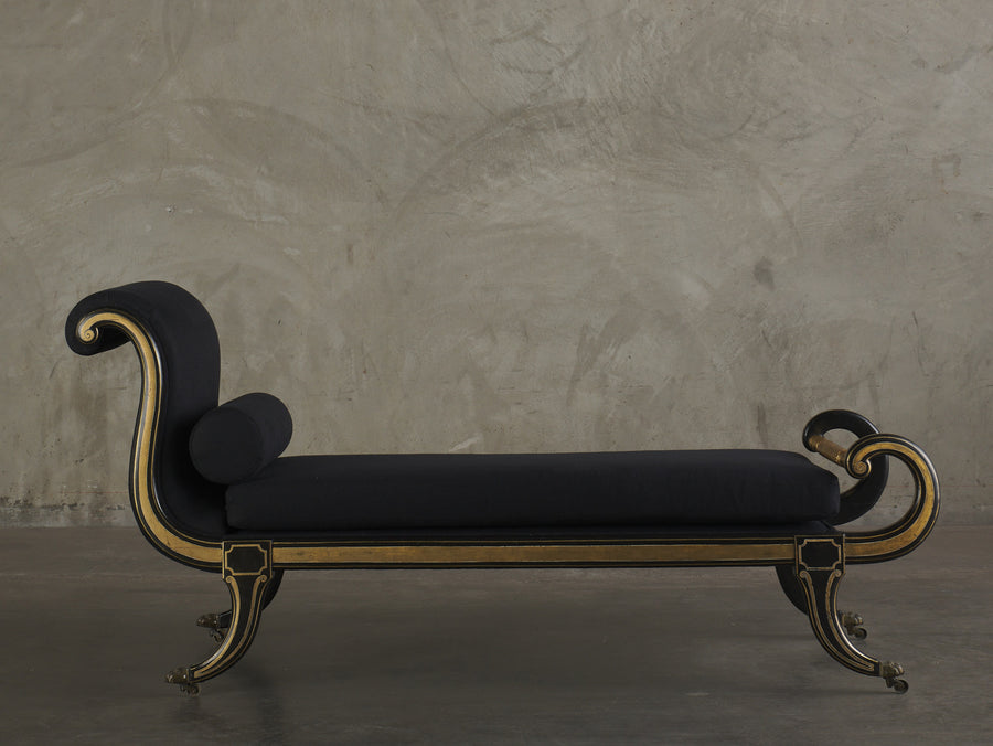REGENCY GILT AND LACQUERED BEECH RECAMIER, c1820
