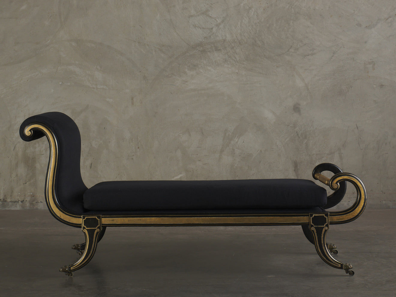 REGENCY GILT AND LACQUERED BEECH RECAMIER, c1820
