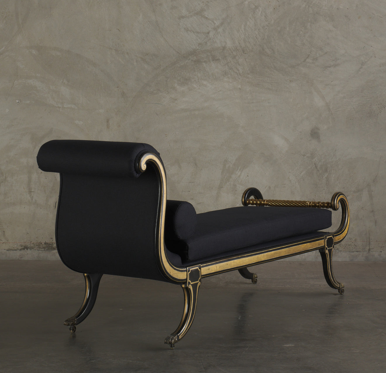 REGENCY GILT AND LACQUERED BEECH RECAMIER, c1820