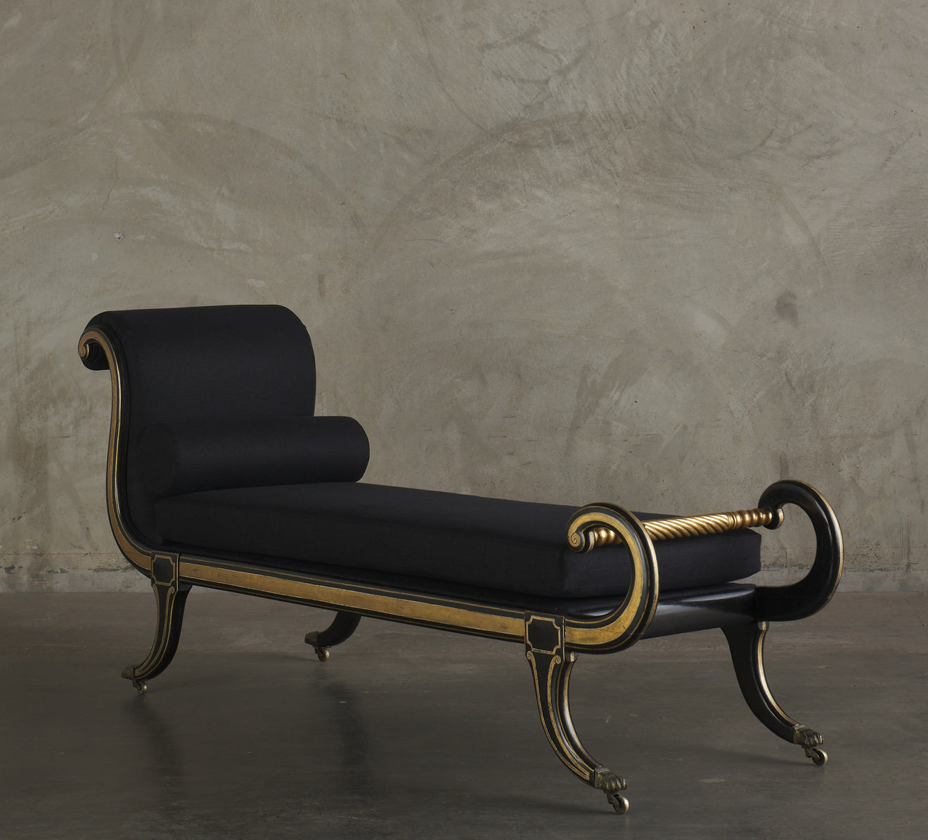 REGENCY GILT AND LACQUERED BEECH RECAMIER, c1820