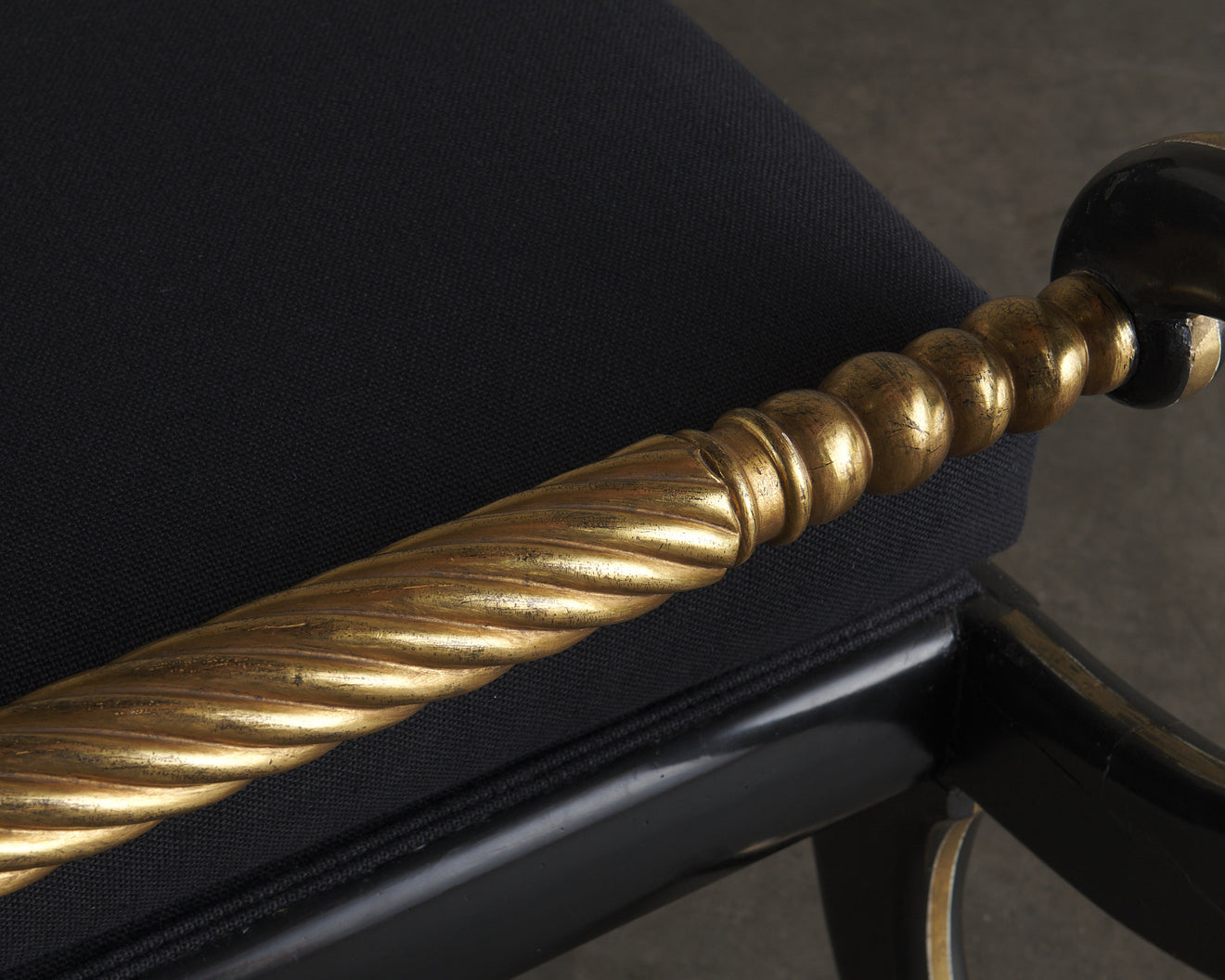 REGENCY GILT AND LACQUERED BEECH RECAMIER, c1820