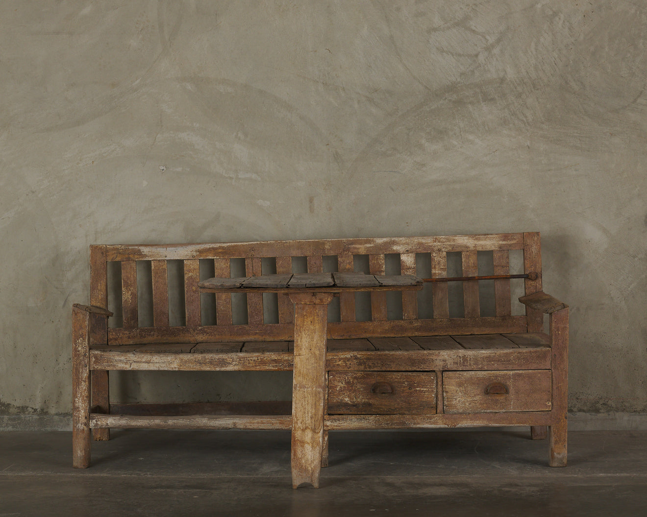 CONTINENTAL WELL WEATHERED BENCH AND ADJUSTABLE FOLDING TABLE