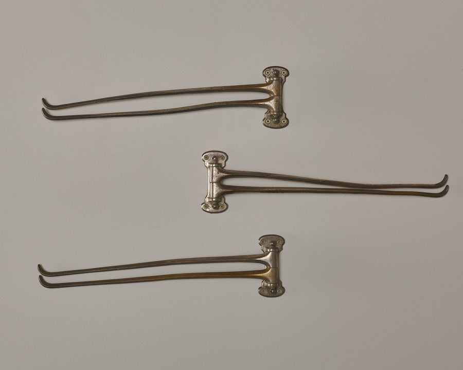SET OF 3 NICKEL-PLATED BRASS TOWEL RACKS