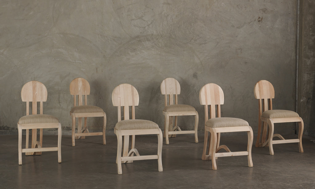SET OF SIX RAW BLEACHED MAHOGANY CHAIRS – Blackman Cruz
