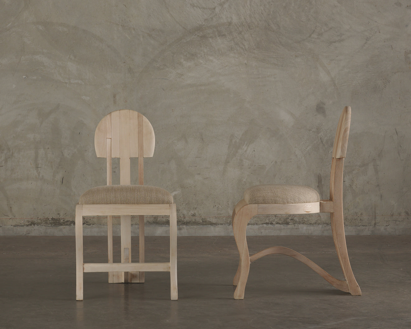 SET OF SIX RAW BLEACHED MAHOGANY CHAIRS