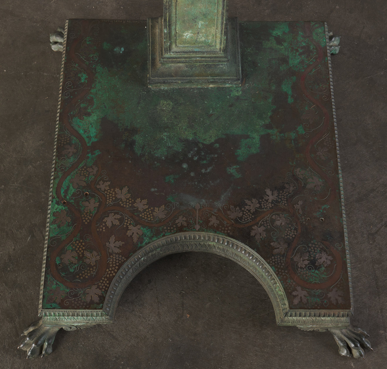 SPECTACULAR GRAND TOUR BRONZE & SILVER INLAID OIL LAMP STAND, NAPLES, 1902