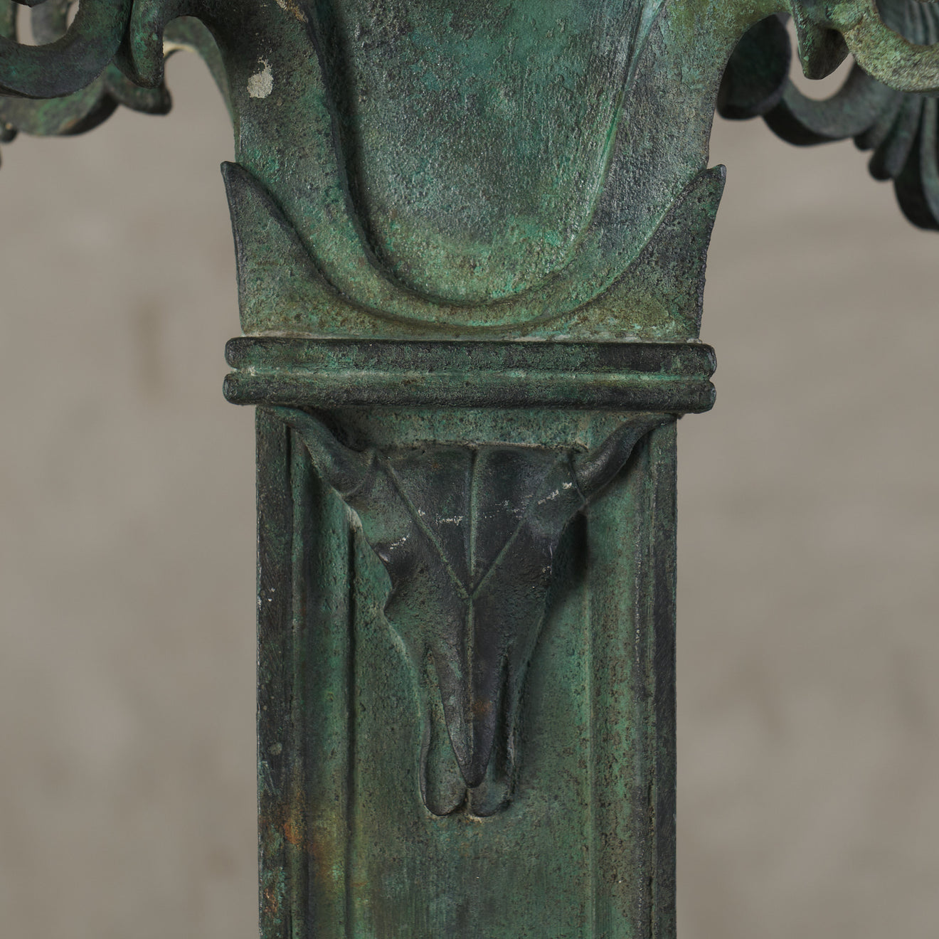 SPECTACULAR GRAND TOUR BRONZE & SILVER INLAID OIL LAMP STAND, NAPLES, 1902