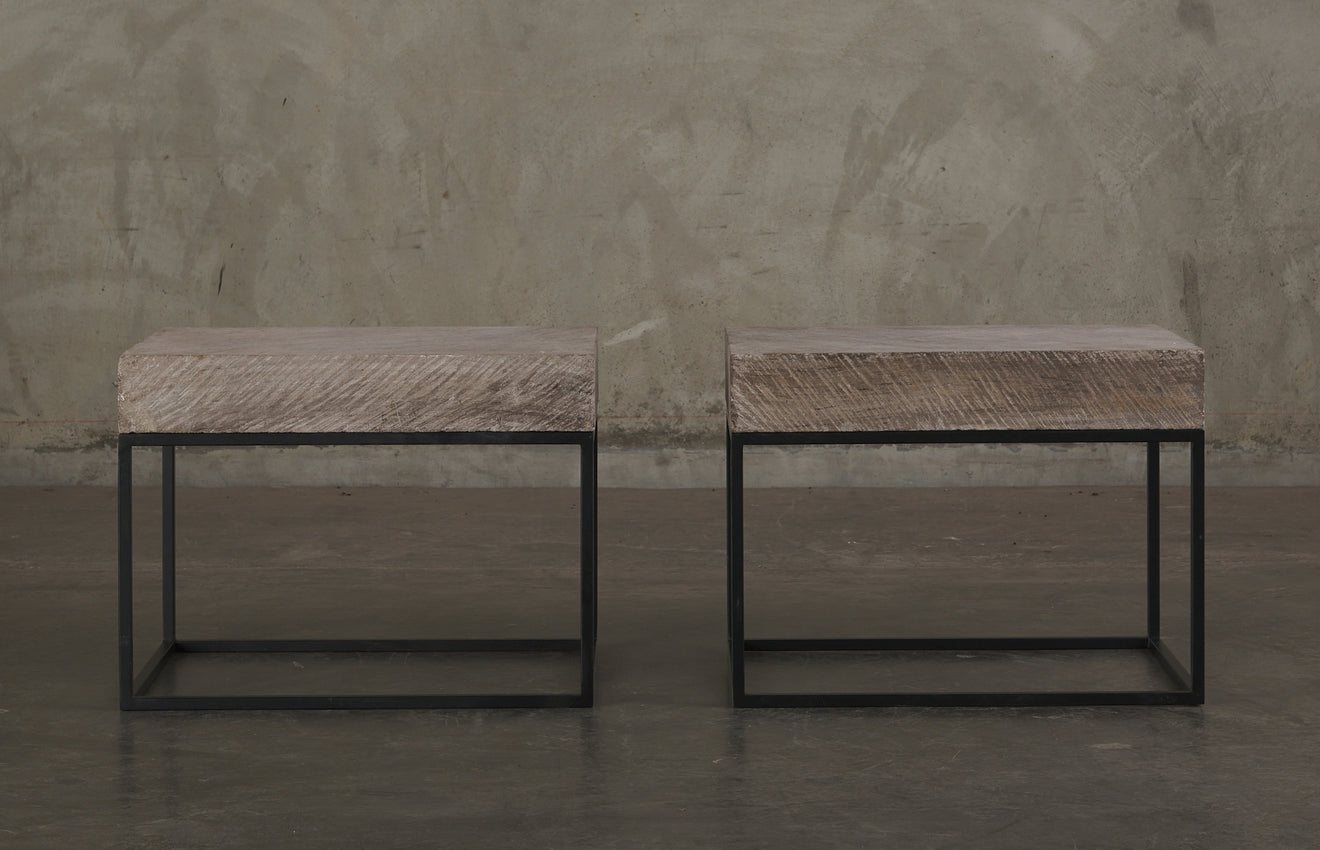 STEEL AND CANTERA SIDE TABLE(s)