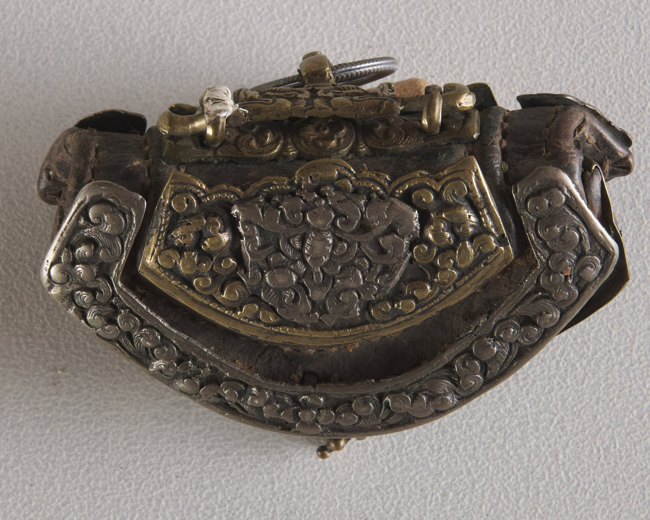 TINDER POUCH(es) WITH SILVER & BRASS FITTINGS, TIBET, 19TH C