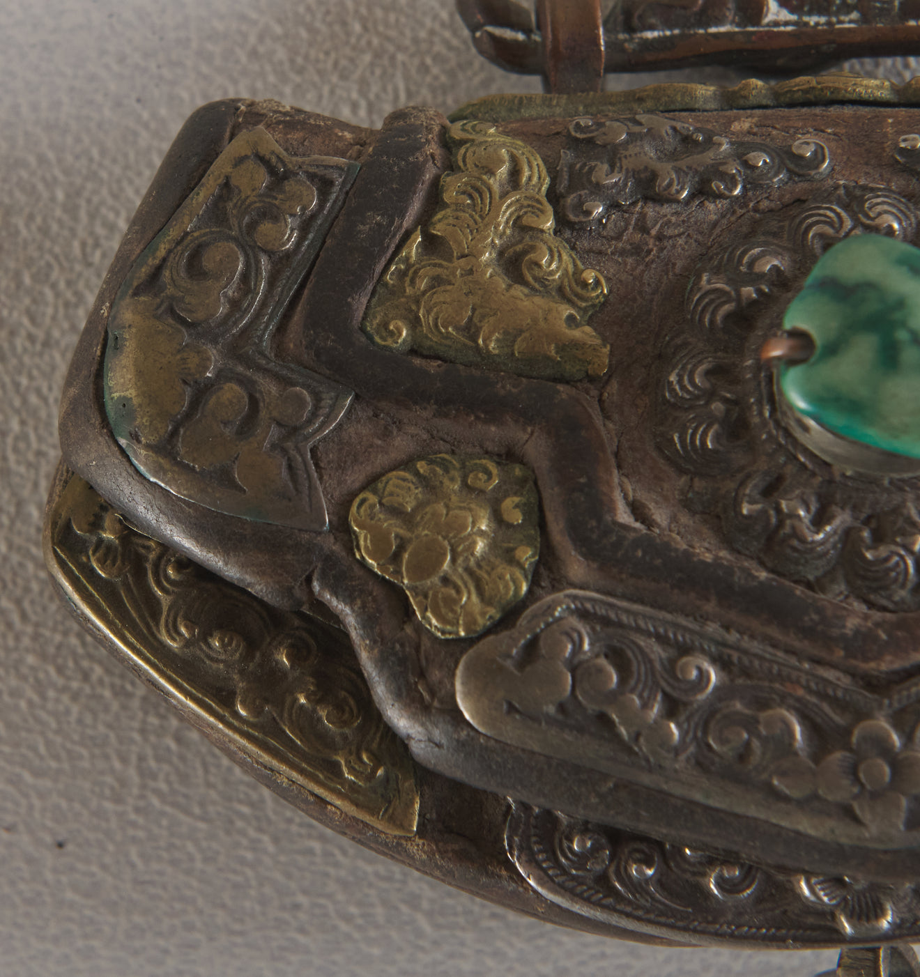 TINDER POUCH(es) WITH SILVER & BRASS FITTINGS, TIBET, 19TH C