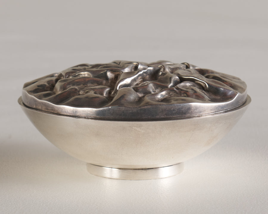 WRINKLED SILVER PLATED COPPER COVERED BOWL, 20th C
