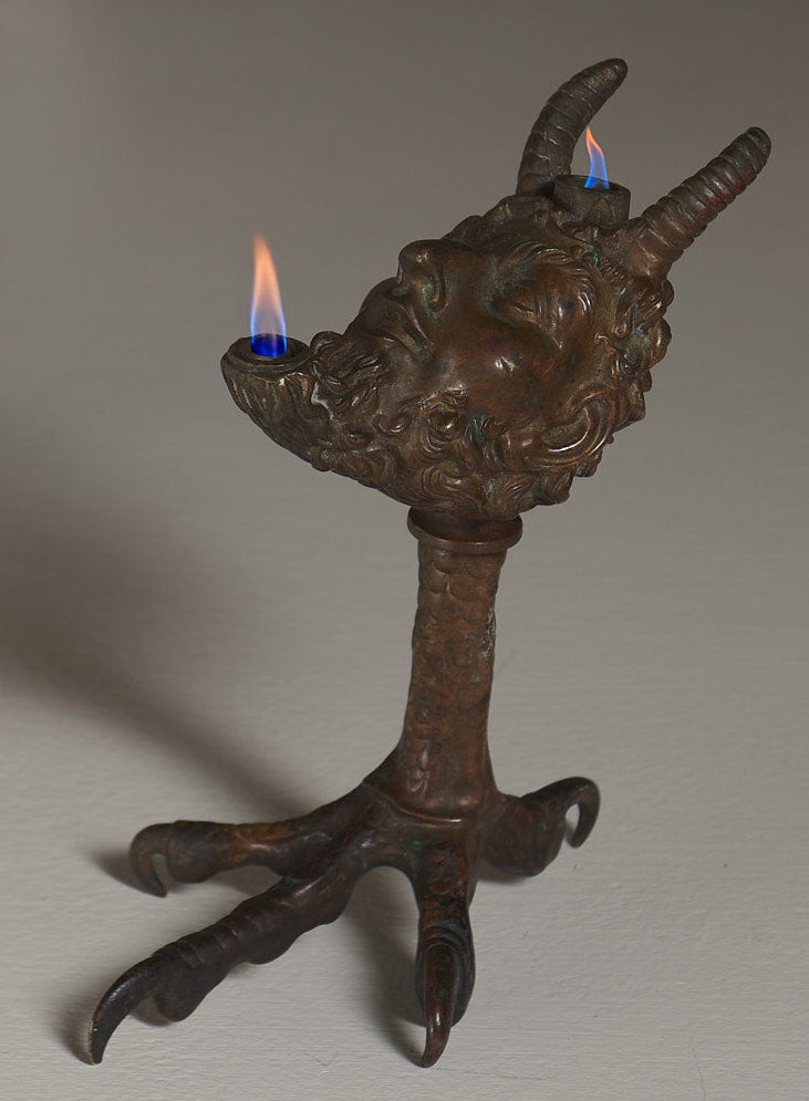 SATYR OIL LAMP, 19th C