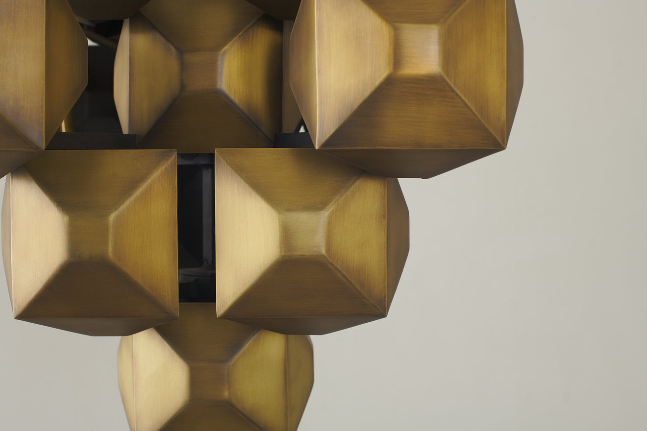 3-Squared Chandelier, Brass